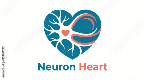 This imaginative logo design creatively combines a neuron and a heart symbol, representing the intersection of innovative health solutions and emotional well-being.