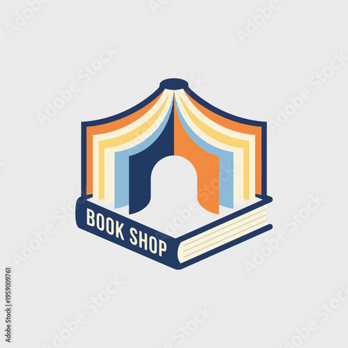 This logo features a vibrant open book design, symbolizing knowledge, exploration, and creativity, perfect for a bookshop looking to attract readers of all ages and tastes.