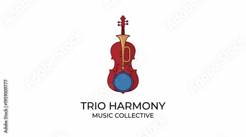 A beautifully crafted violin illustration represents Trio Harmony Music Collective, symbolizing collaboration, art, and the beauty of musical harmony in creativity.