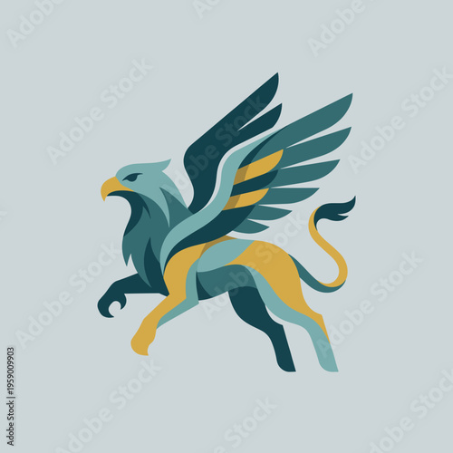 This logo showcases a beautifully crafted griffin, a combination of lion and eagle, representing strength and wisdom in a visually striking manner.