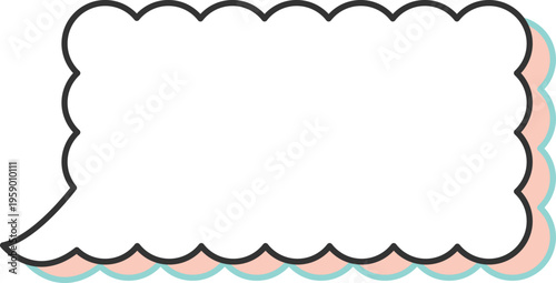 	吹き出し白地ポップ_雲長方形1