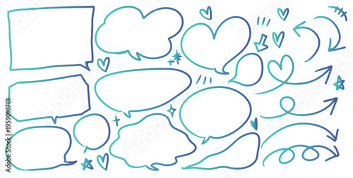 手書きの吹き出しセット ベクター イラスト 落書き