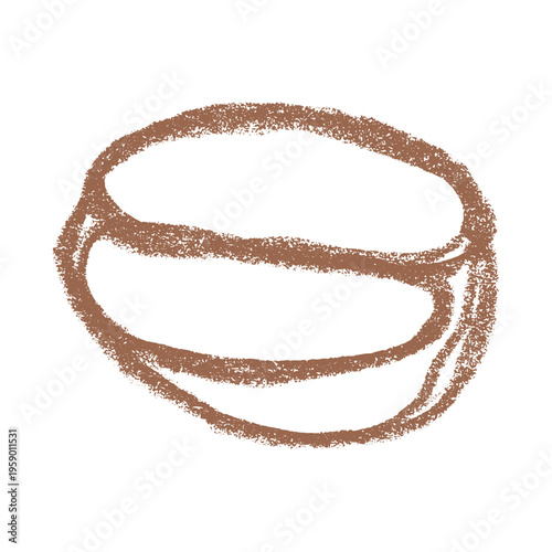 Hand drawn fresh roasted coffee bean Arabica robusta seed doodle Single element for print, web, design, decor
