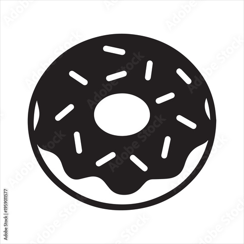 doughnut with chocolate frosting and sprinkles flat icon for food apps and websites