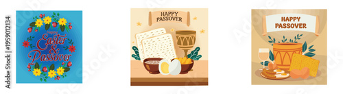 Easter and Passover Holiday Greeting Vector