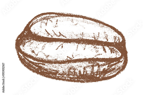 Hand drawn fresh roasted coffee bean Arabica robusta seed doodle Single element for print, web, design, decor