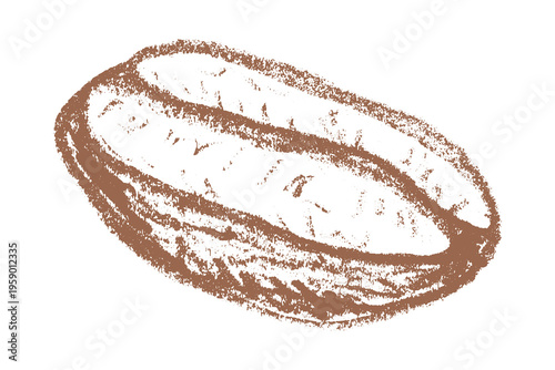 Hand drawn fresh roasted coffee bean Arabica robusta seed doodle Single element for print, web, design, decor
