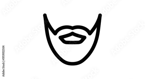 Beard Icon, Mustache and Chin Hair, Grooming, Barber Shop, Men's Style, Simple Line Art