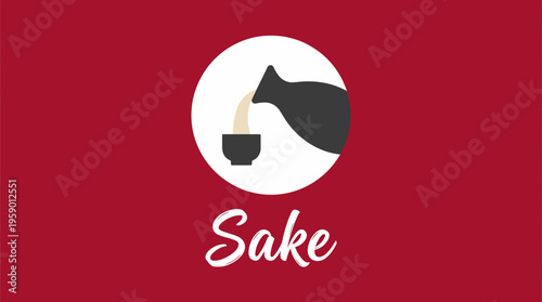 This logo features a minimalist sake carafe pouring liquid into a cup, encapsulating the essence of traditional Japanese culture and the enjoyment of sake in a clean design.