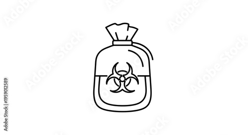 Biohazard Waste Bag Icon Vector Illustration, Danger Symbol, Medical Waste Disposal