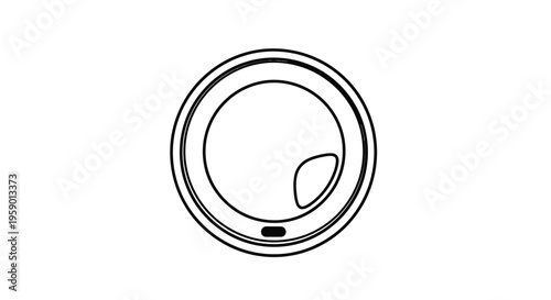 Top view of a disposable coffee cup lid with a sip opening, isolated on white background