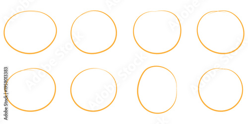 Hand drawn circle and oval sketch outlines. Highlight oval circle hand drawn doodle frames. Free pencil round lines. eps 10