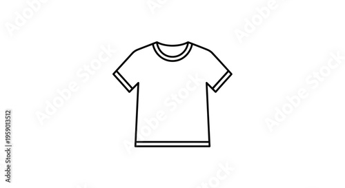 Simple Outline Icon of a T-Shirt, Minimalist Clothing Graphic