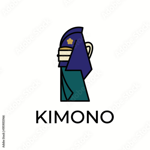 This elegant logo features a stylized kimono symbolizing tradition, culture, and artistry, making it perfect for a brand focused on traditional apparel and fashion.