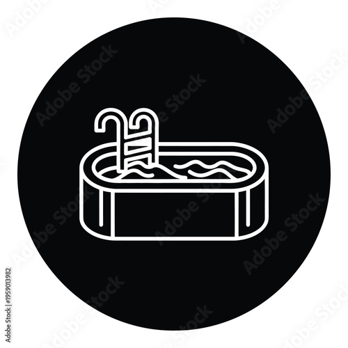 Simple line art illustration of a hot tub with steps  relaxation and leisure concept icon