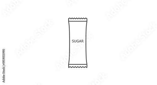 Single Sugar Packet Icon, Sweetener Sachet, White Background, Minimalist Design