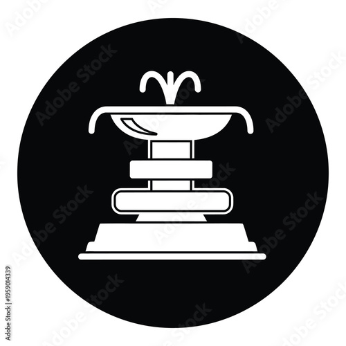 Simple white icon of toilet on black circular background icon