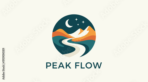 An enchanting representation of a serene mountain landscape at night, illustrating a winding path under a starry sky that invites tranquility and exploration of nature’s beauty.