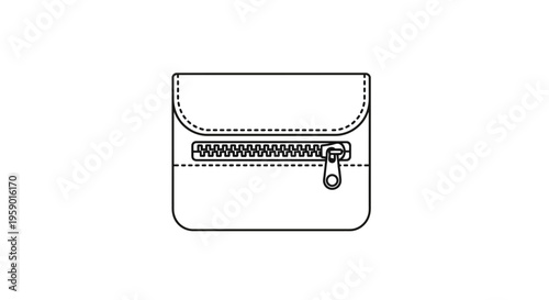 Simple Line Art Icon of a Zippered Pouch or Small Bag