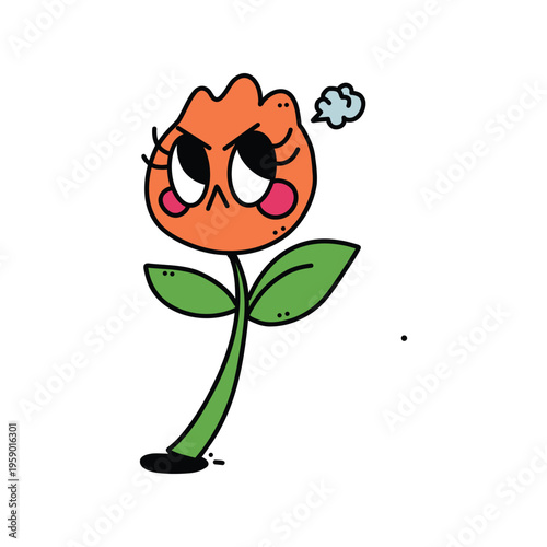 Hand drawn character Art of a smiling flower