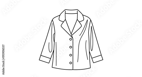Simple Line Art Illustration of a Classic Pajama Top