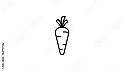 Simple Line Art Carrot Icon, Fresh Organic Vegetable, Healthy Food Symbol