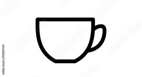 Simple Line Art Icon of a Coffee Cup, Minimalist Design