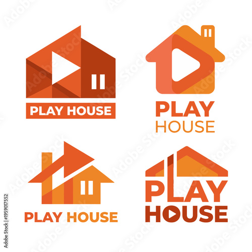 This vibrant logo design features multiple house representations that creatively highlight playfulness and fun, aimed at kids and family-focused entertainment ventures.