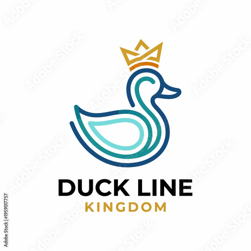 A beautifully designed duck silhouette with a crown, symbolizing nobility and royalty, perfect for branding related to luxury, elegance, or children’s themes.