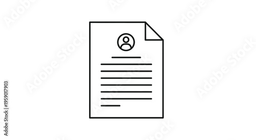 Resume Icon with Personal Information and Text Lines on White Background