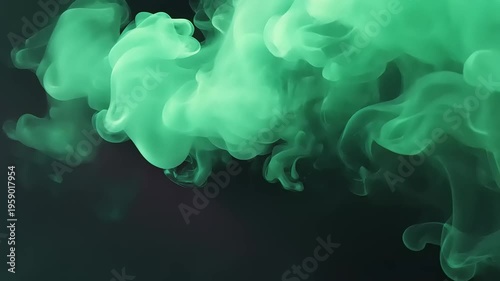 Green smoke on black background.