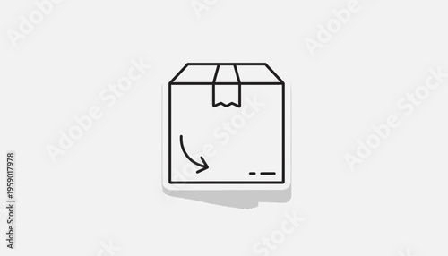 Return Shipping Box Icon with Arrow, E-commerce and Logistics Concept