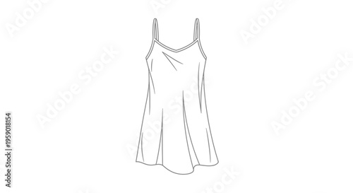 Satin Camisole Top, Spaghetti Strap Dress, Lingerie Fashion Sketch, Minimalist Apparel Design