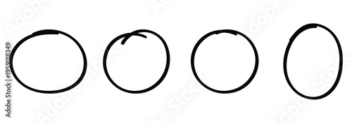 Hand drawn cartoon circle line vector set. Marker ellipses frames in sketch style. Vector ink illustration.