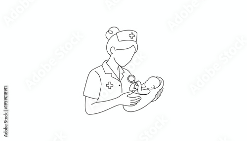 Nurse holding newborn baby, medical care, maternity, healthcare, gentle touch, love, new life