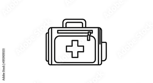 First Aid Kit Medical Bag Icon Outline Vector Illustration
