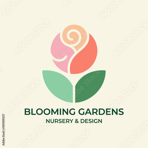 An elegant logo featuring a stylized rose surrounded by leaves, embodying the beauty and nurturing aspects of gardening, floral design, and nature's artistry.