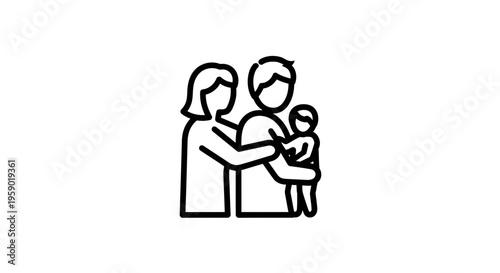 Family Icon: Parents Holding Baby, Love, Care, New Life, Togetherness, Unity, Support