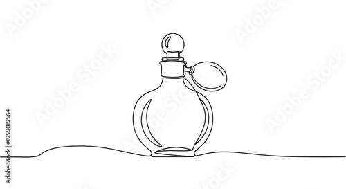 Minimalist Perfume Bottle Line Art Drawing, Elegant Fragrance Container