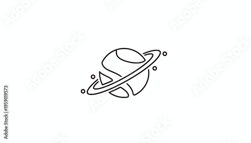 Minimalist Planet Saturn Ring Icon Vector Illustration