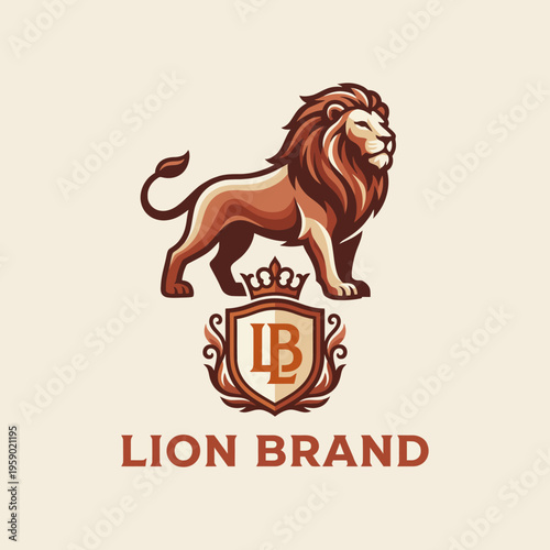 This logo showcases a lion symbolizing strength and branding. The regal lion figure stands tall, conveying a sense of authority and prestige for any brand.