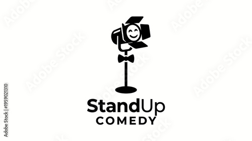 This logo highlights a comedy spotlight with a cheerful character, symbolizing the joy of stand-up comedy and live performances in an attractive and eye-catching design.