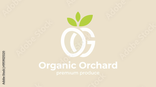 This logo presents a minimalist design with green elements representing organic produce, conveying health and freshness. Ideal for a natural food brand or farm.
