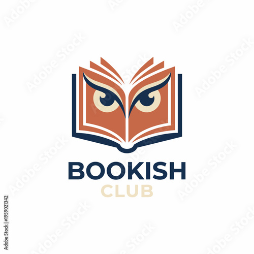 This logo features an open book with an owl's face, symbolizing wisdom and knowledge, perfect for book clubs, reading groups, and literary events.