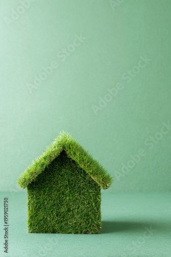 green house made of grass on a green background