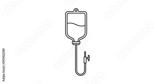 IV Drip Bag Icon, Medical Infusion Bag Outline, Healthcare Symbol