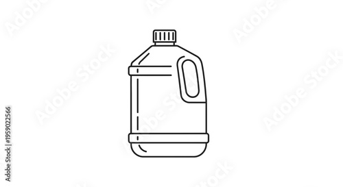 Line Art Icon of a Large Plastic Water Jug with Handle and Cap