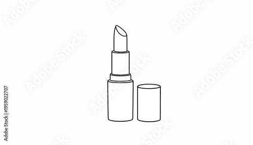 Lipstick Makeup Product Icon, Beauty Cosmetics Line Art Illustration