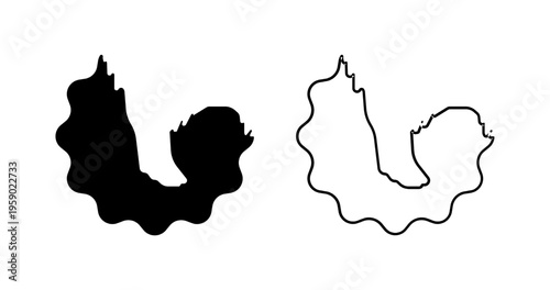 Abstract and fluid organic shapes inspired by mountain goat forms in solid black and outline versions. Versatile vector asset for minimalist UIUX backgrounds, modern posters, and aesthetic sticker