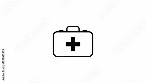First Aid Kit Icon, Medical Emergency Symbol, Health Care Symbol, White Background